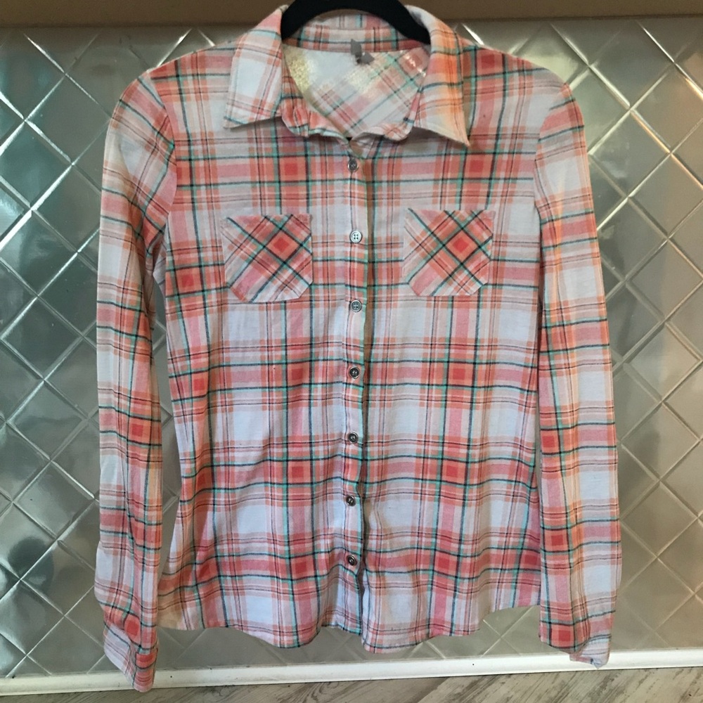 Peachy pink Flannel with Lace Back